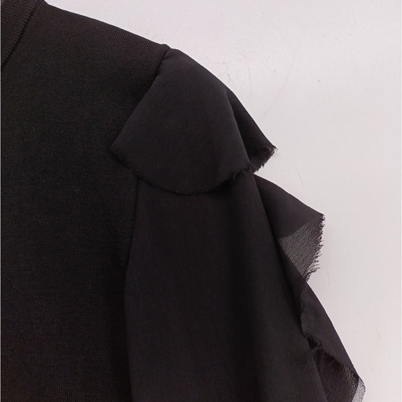 ZARA BLACK RUFFLE CHIFFON SLEEVE KNIT TOP 〰️ - Picture 5 of 5